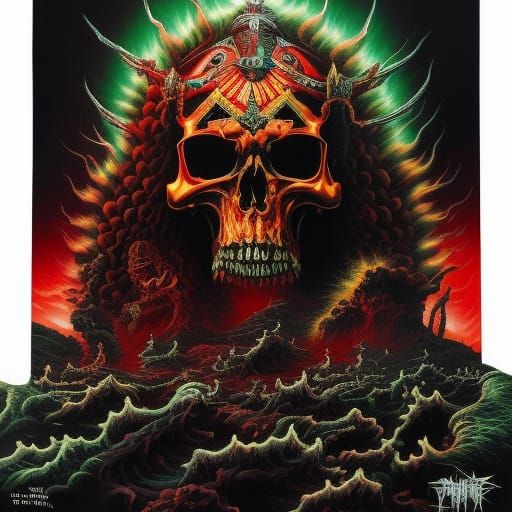 Thrash Metal Skull Art in Ed Repka Style
