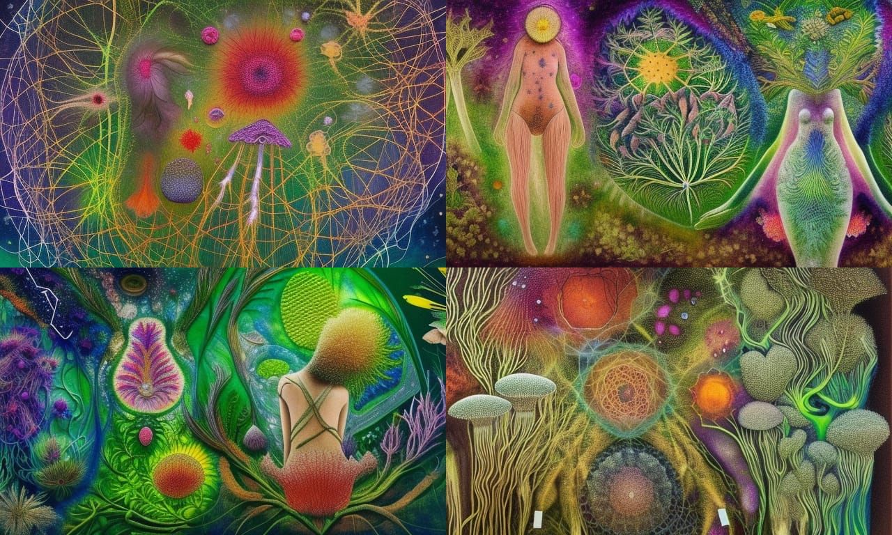 Woman in Mycelium Network with Forest Exposure