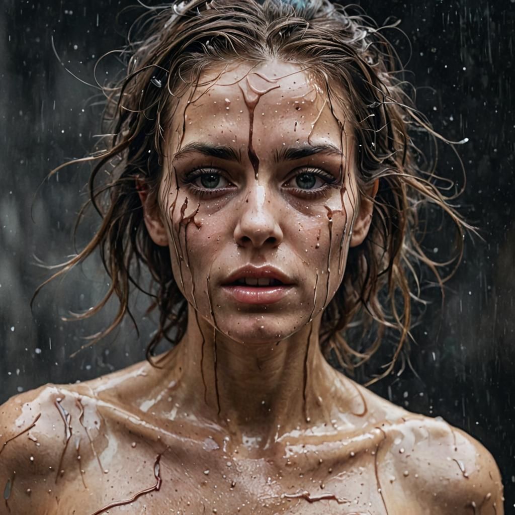 Ethereal Retro Nude in Glitchcore Style