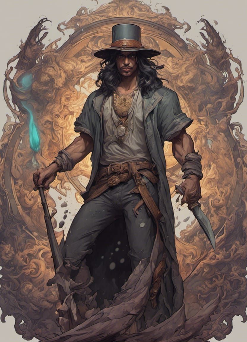 Gay Bruja Graphic T-Shirt Design in Dark Fantasy Style