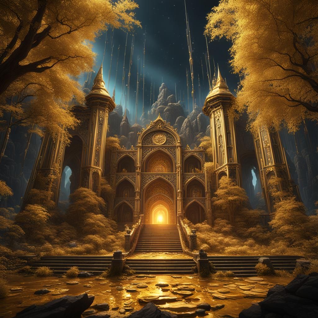 Fantastical Golden Palace Matte Painting