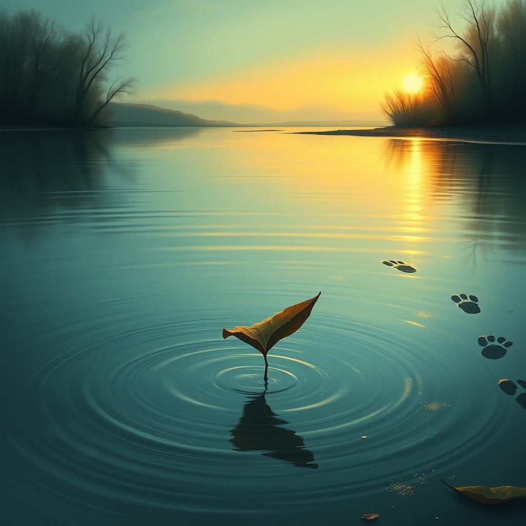 Riverbank Reflections at Dusk: A Muted Melancholy