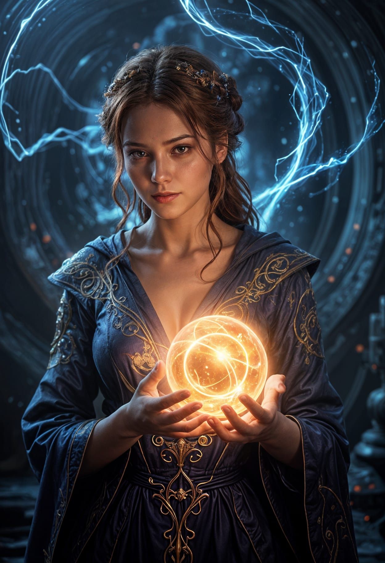 Ethereal Goddess Harnesses Celestial Power in Stunning Fanta...