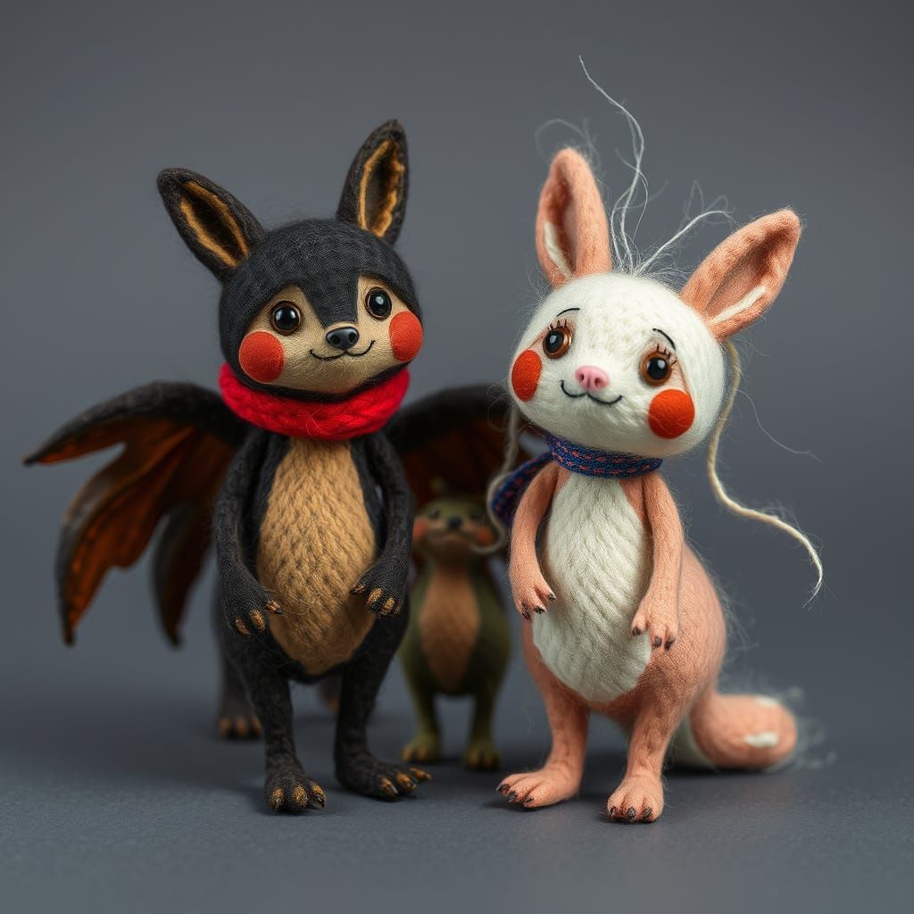 Charming Felted Animal Friends Illustration