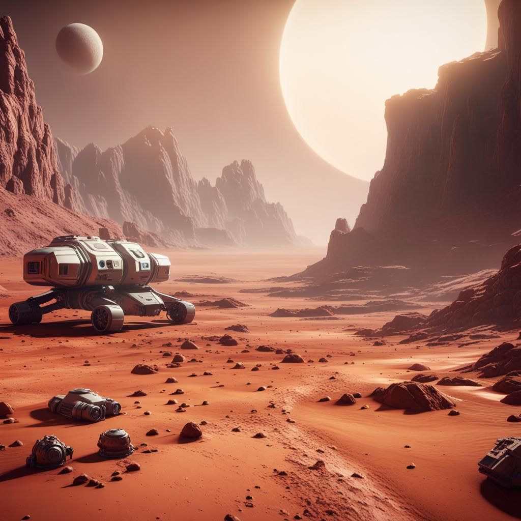 Futuristic Mars Habitat in 3D Cinematic Style