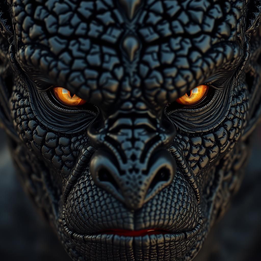 Fearsome Dragon Man Portrait in Psychedelic Style