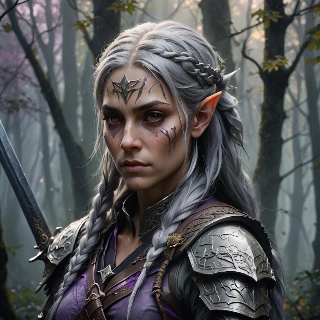 Wood Elf Soldier Portrait in Dark Fantasy Style