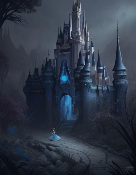 Cinderella with Glass Slipper Dark Disney Concept Art