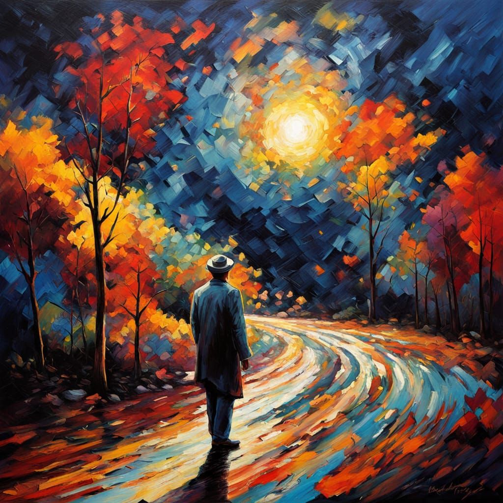 Abstract Figure in Swirling Vortex Oil Painting