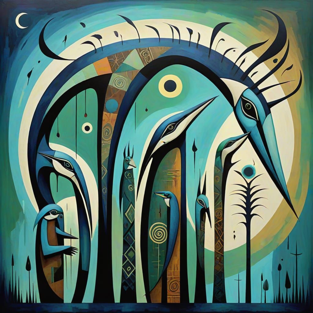 Mysterious Totemic Eye Gathering in Earthy Tones