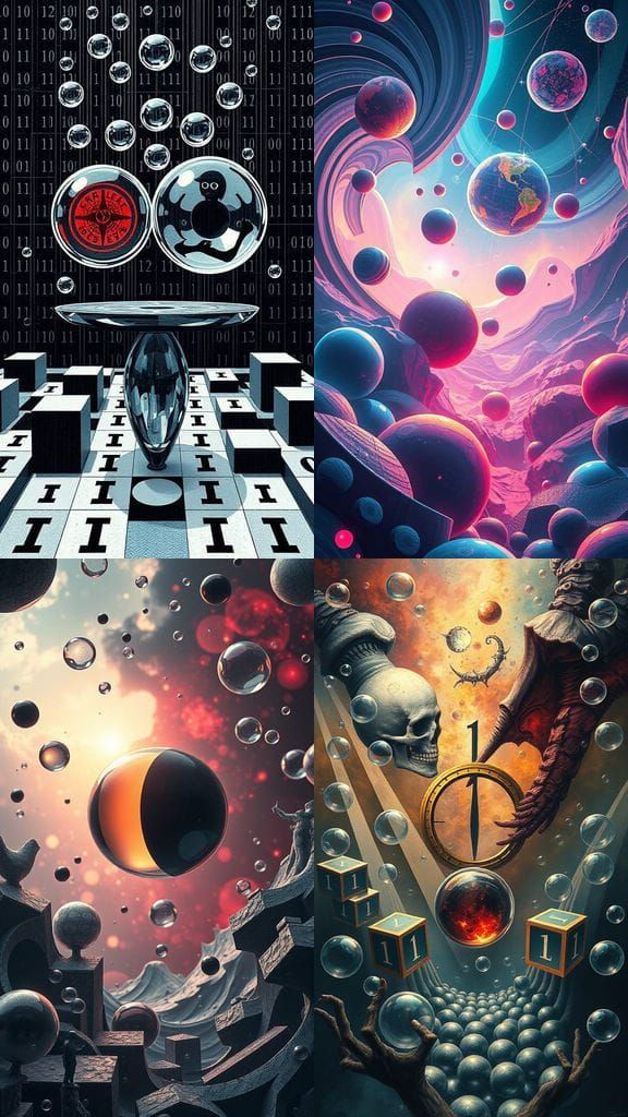 Abstract Art: Bubbles Representing Opposing Concepts