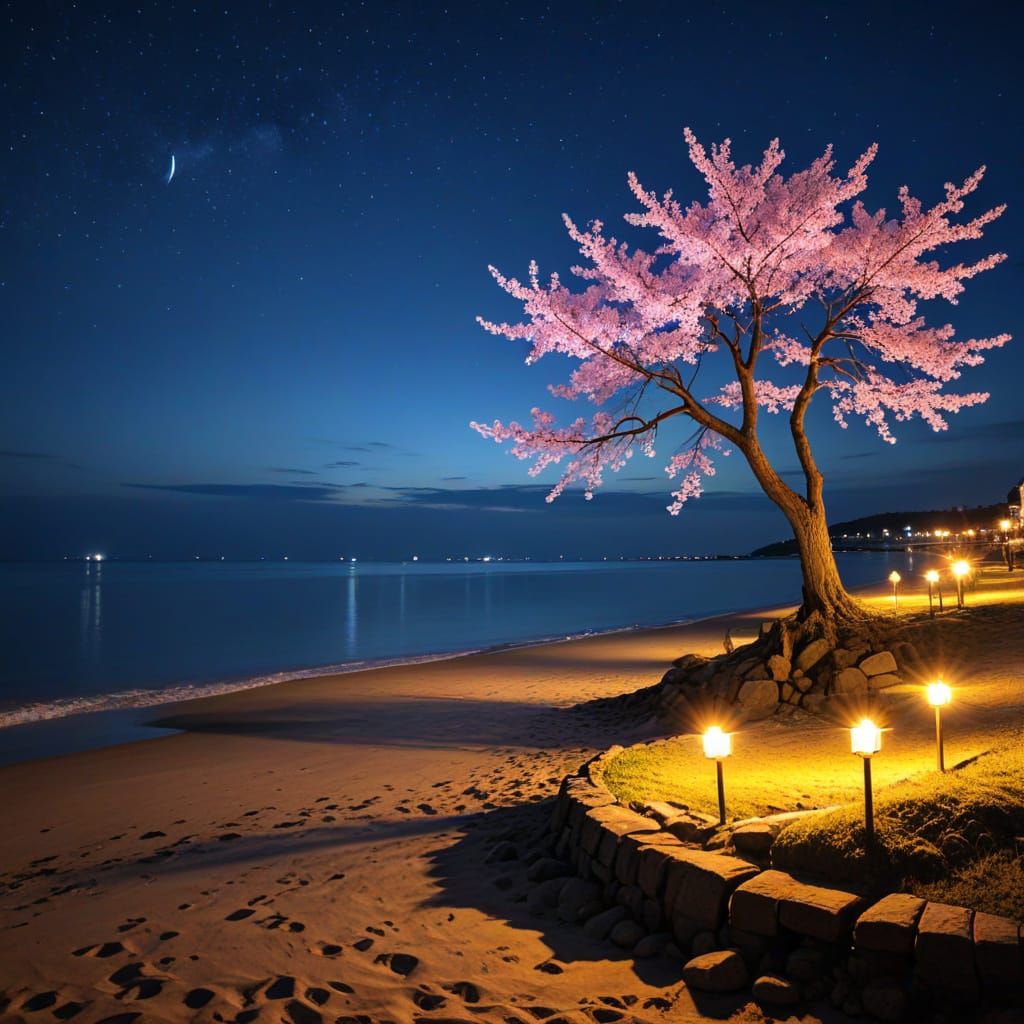 Young Woman with Blue Rose in Cityscape
