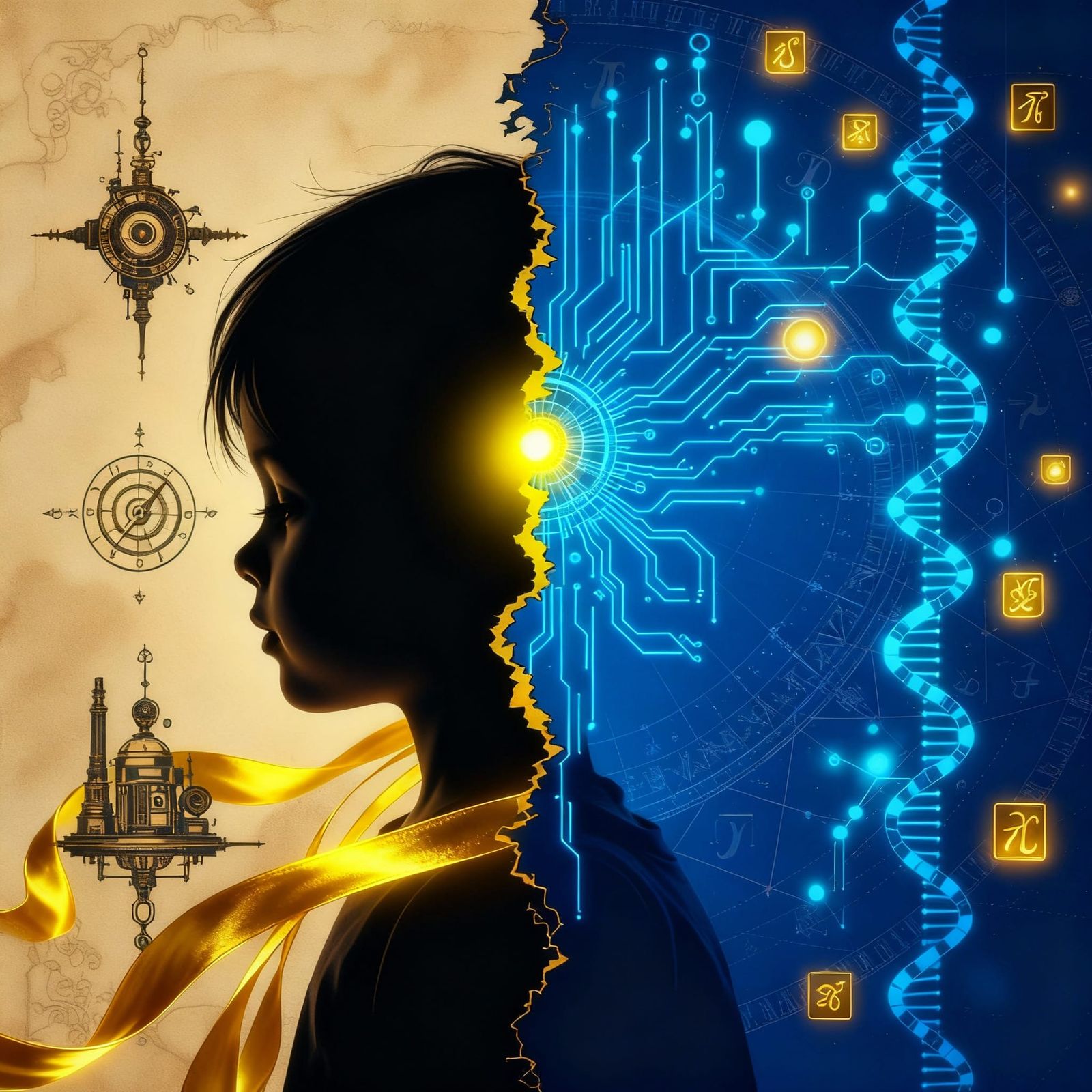 Surreal Concept Merging Past and Future Imagery