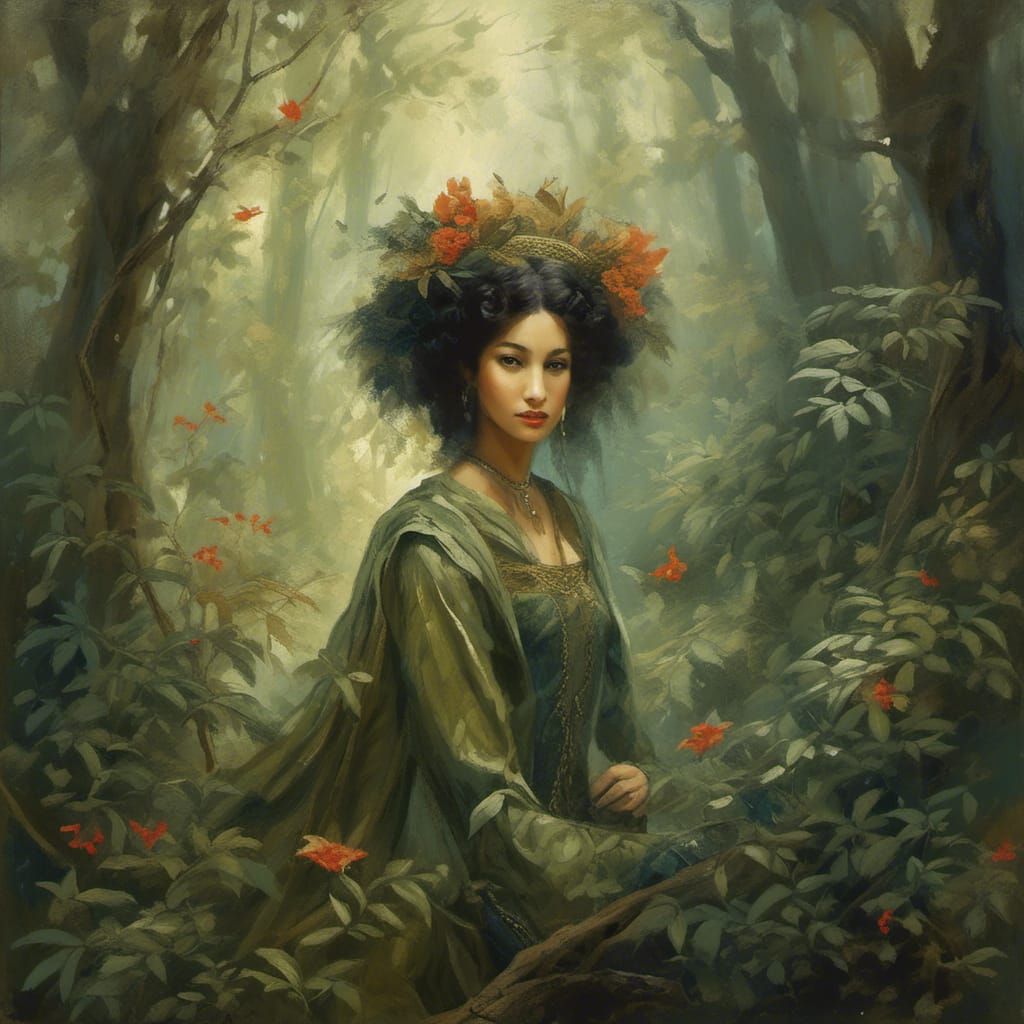 Ethereal Forest Woman Portrait