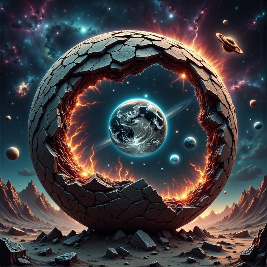 Cosmic Glass Planet in Epic Vibrant Surrealism