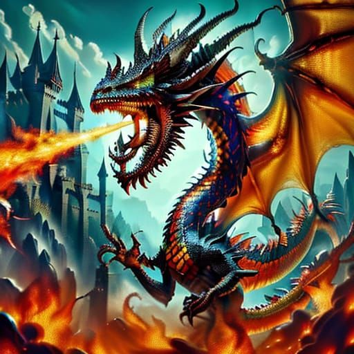 Majestic Dragon Portrait in Medieval Fantasy Style