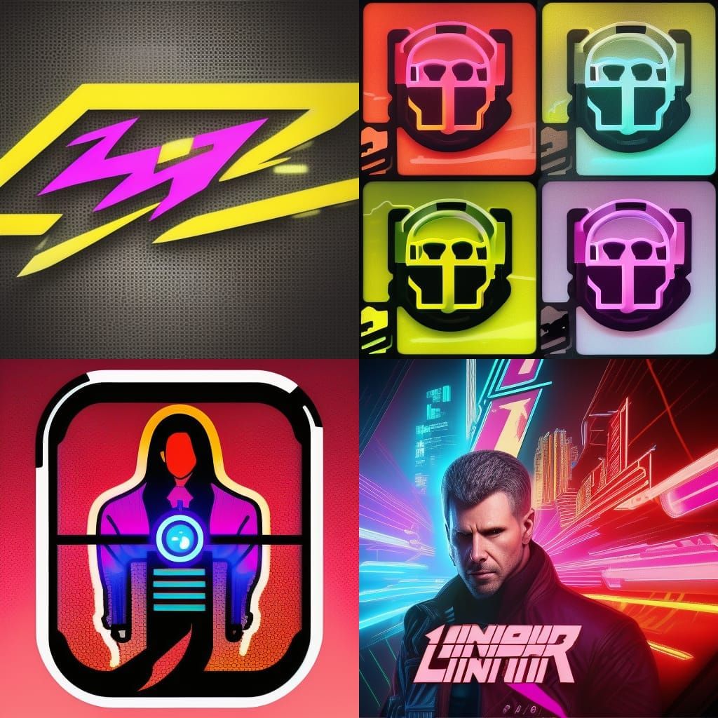 Cyberpunk AI Icon Generator Logo in Neon Style