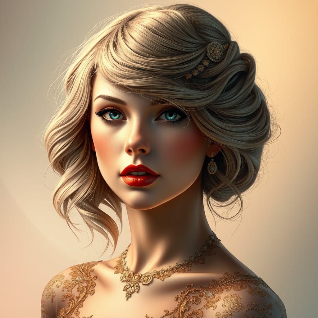 Taylor Swift Portrait in Art Nouveau Style