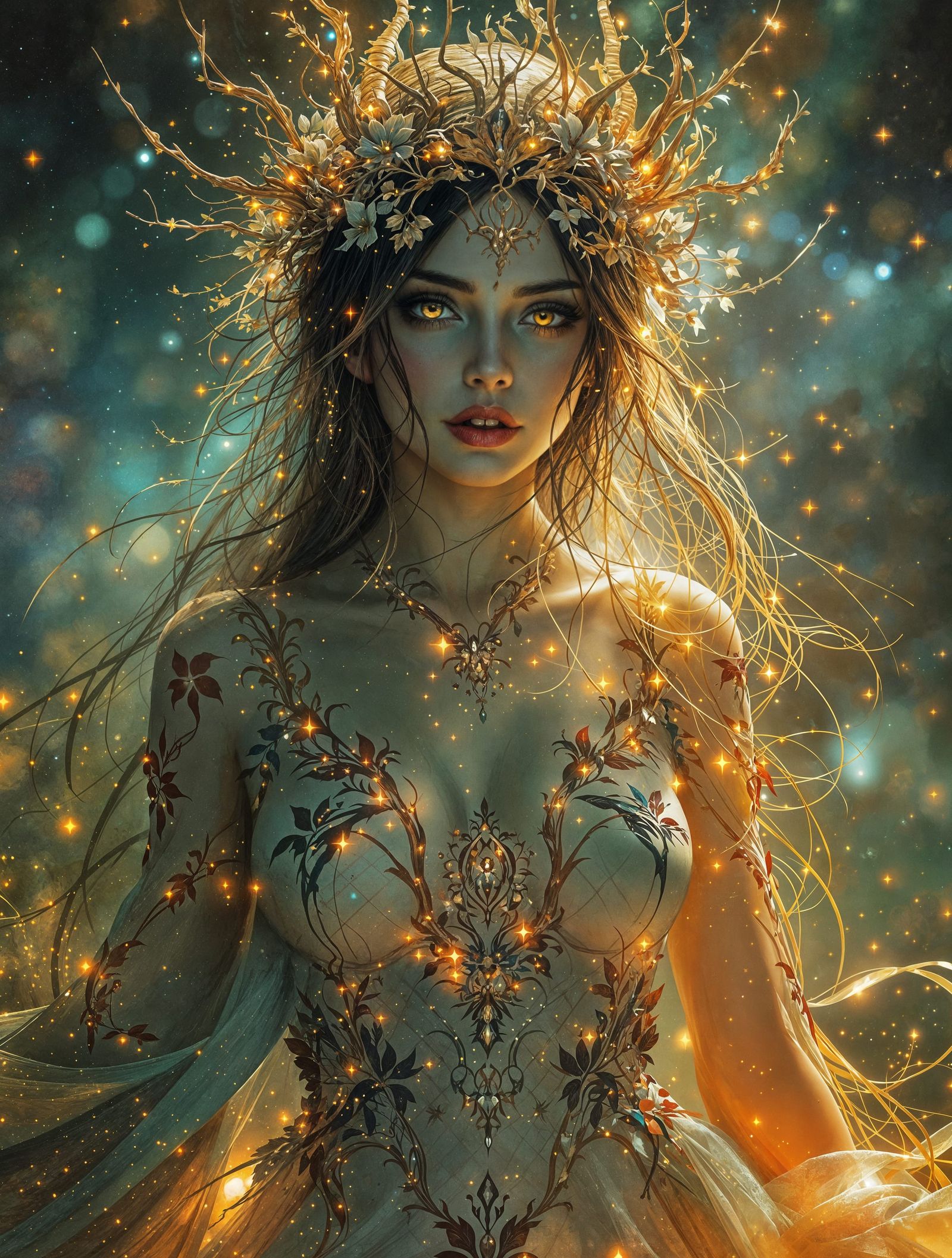 Surreal Goddess Illuminated in Mystical Glow