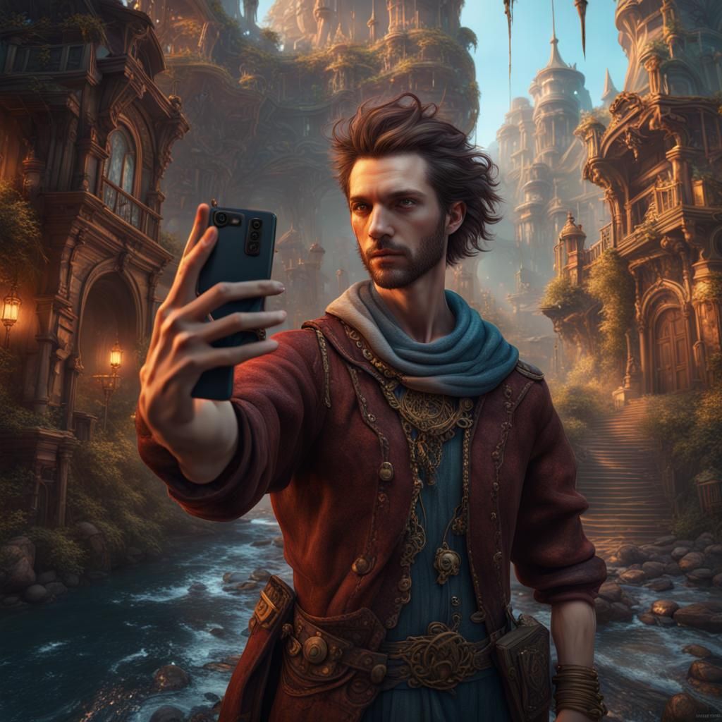 Detailed Matte Painting of a Selfie in Fantasy Style