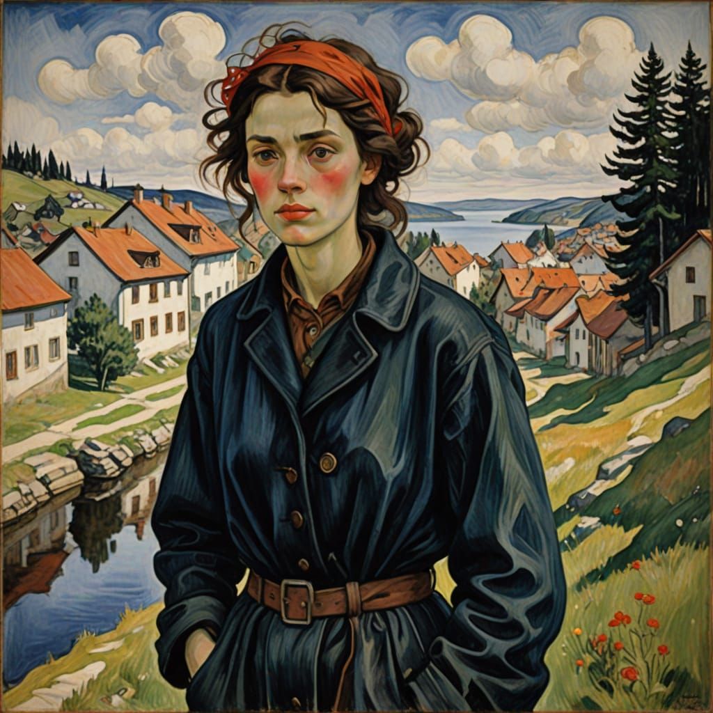 Portrait in the Style of Serebriakova and Schiele