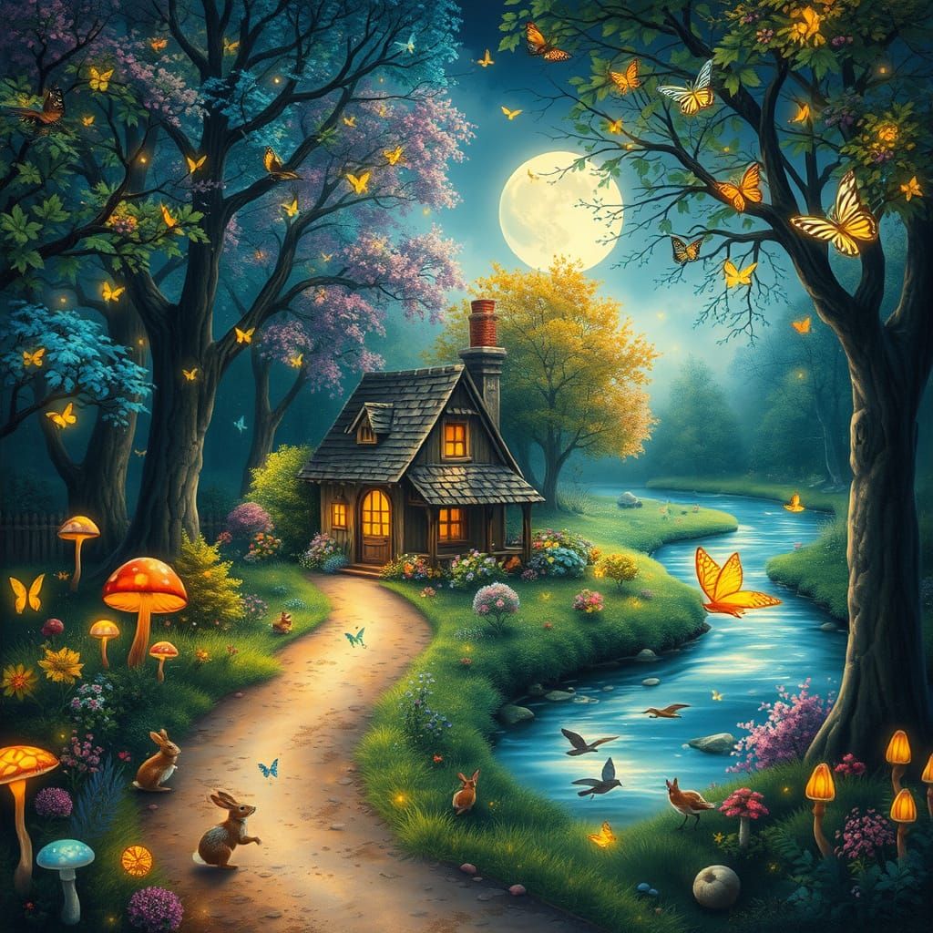 Enchanted Whimsy in a Silvery Forest Glade