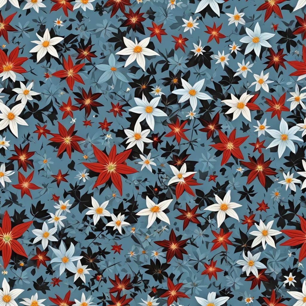 Detailed Matte Painting of Stars and Floral Elements