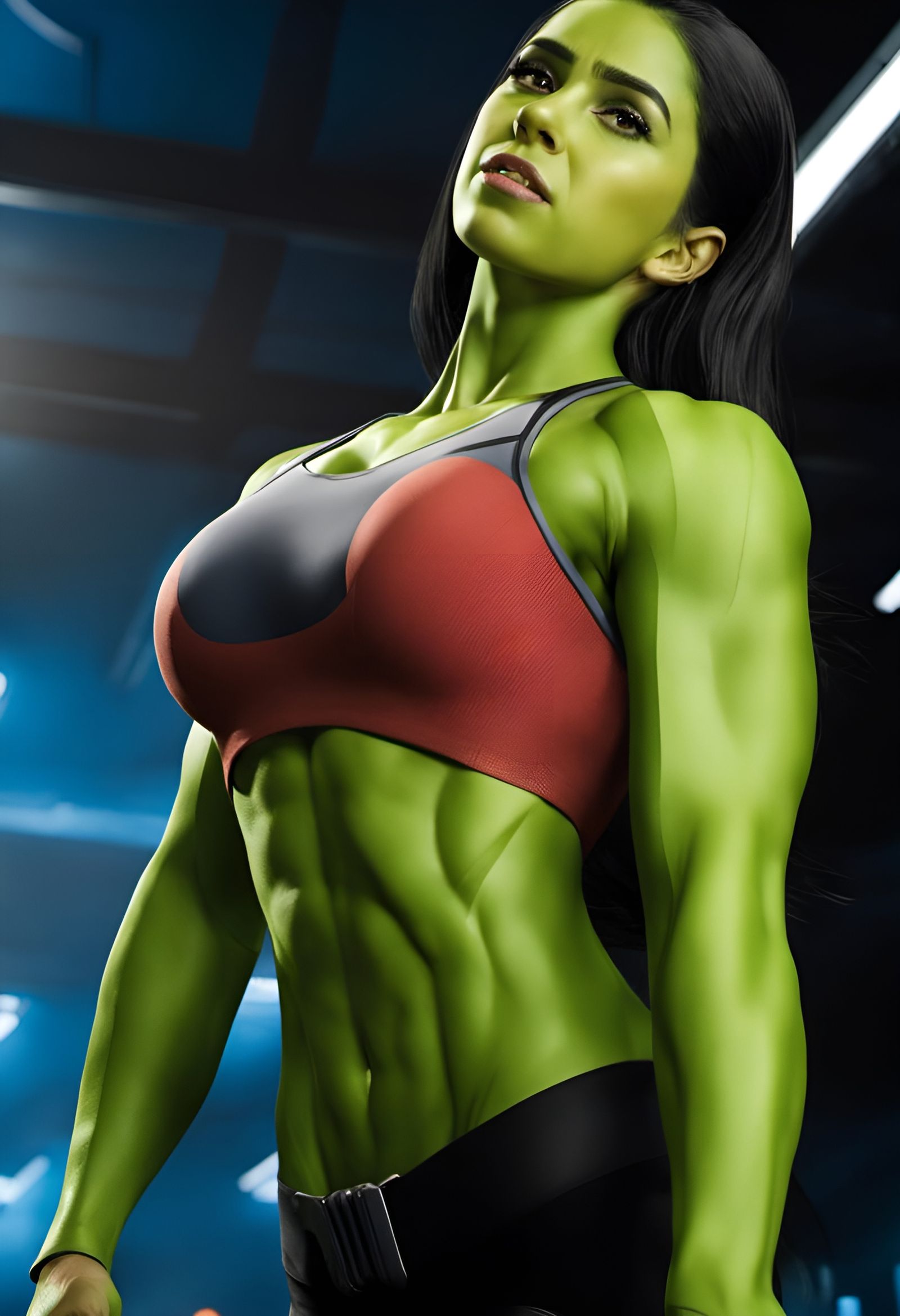 Photorealistic Naomi Scott as She-Hulk in 4K
