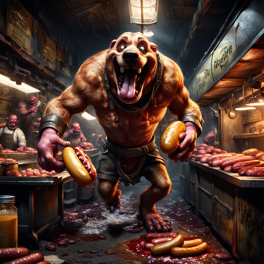 Bratwurst Brute Charges Through Butcher Shop