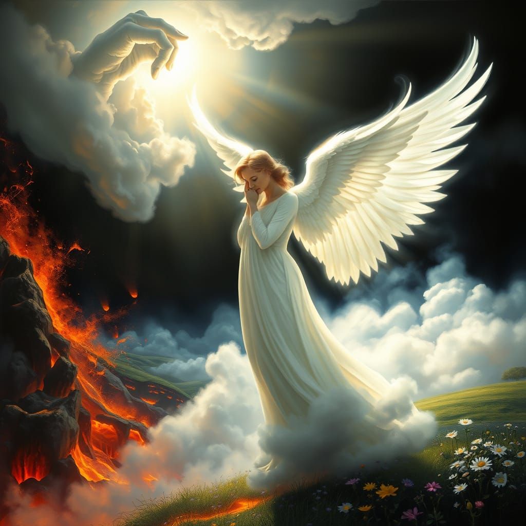 Ethereal Angel Between Heaven and Hell