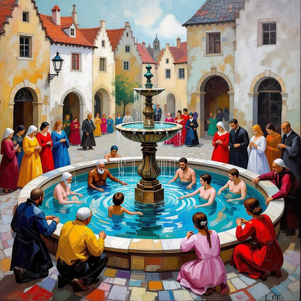 Fountain of Youth in Expressionist Style