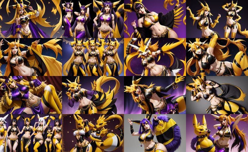 Anthropomorphic Renamon as Belly Dancer