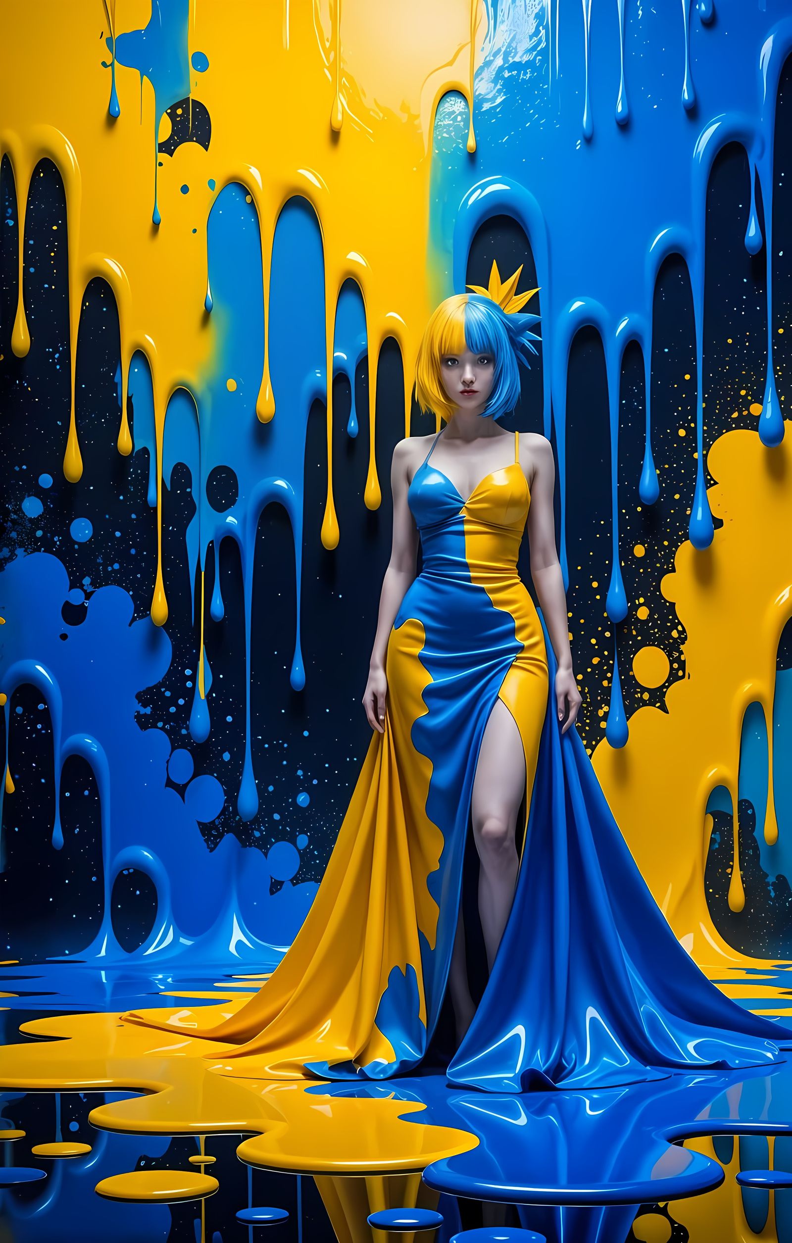 Abstract Parametric Painting in Blue and Yellow