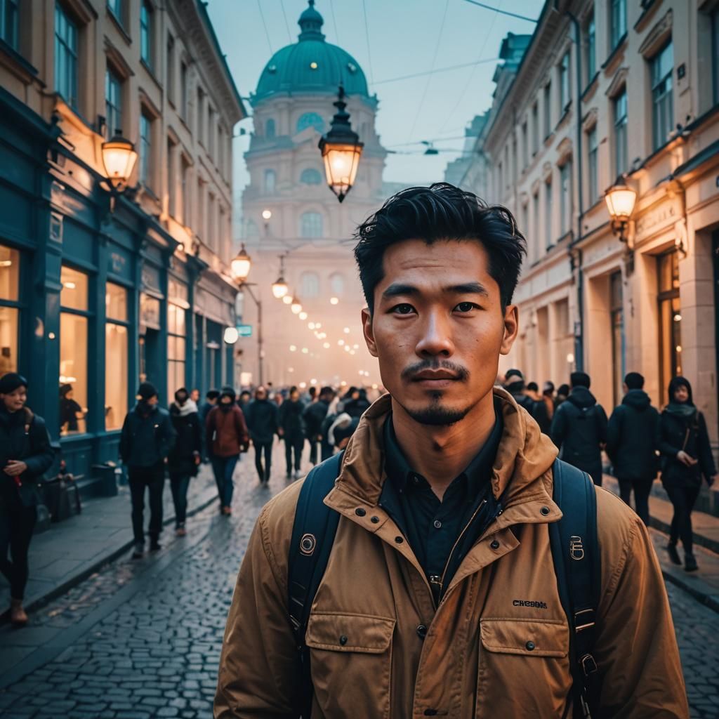 Dreamy Urban Candid Photo with Prismatic Effects