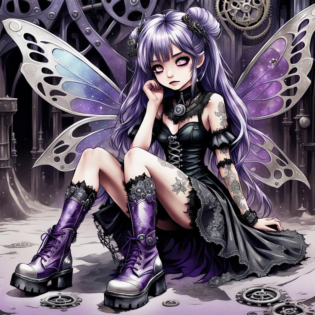 a caricature of a pretty gothic tinkerbel