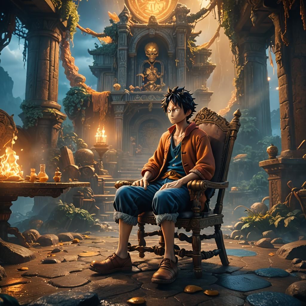 Luffy in Fantasy Setting: Photorealistic Concept Art
