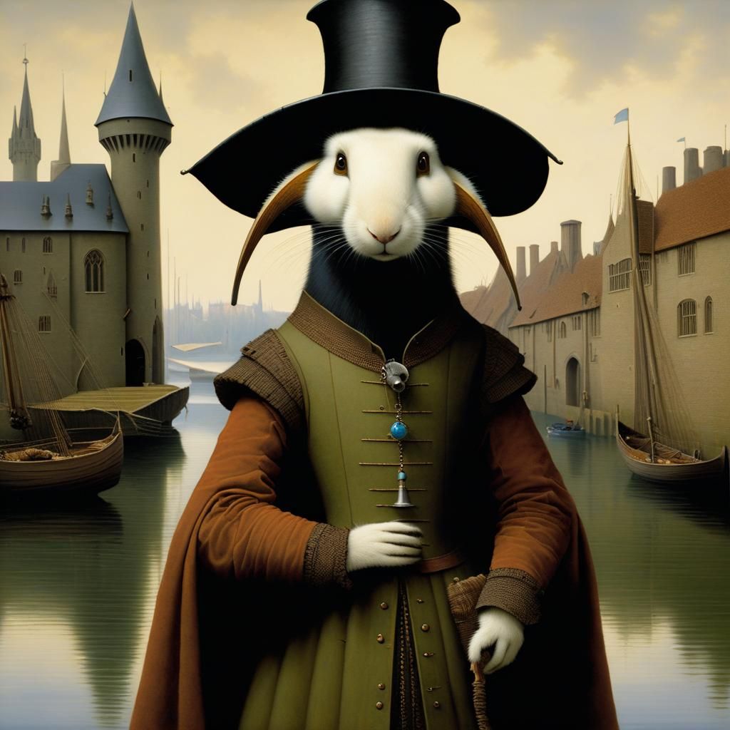 Whimsical Portrait Inspired by Renaissance Art