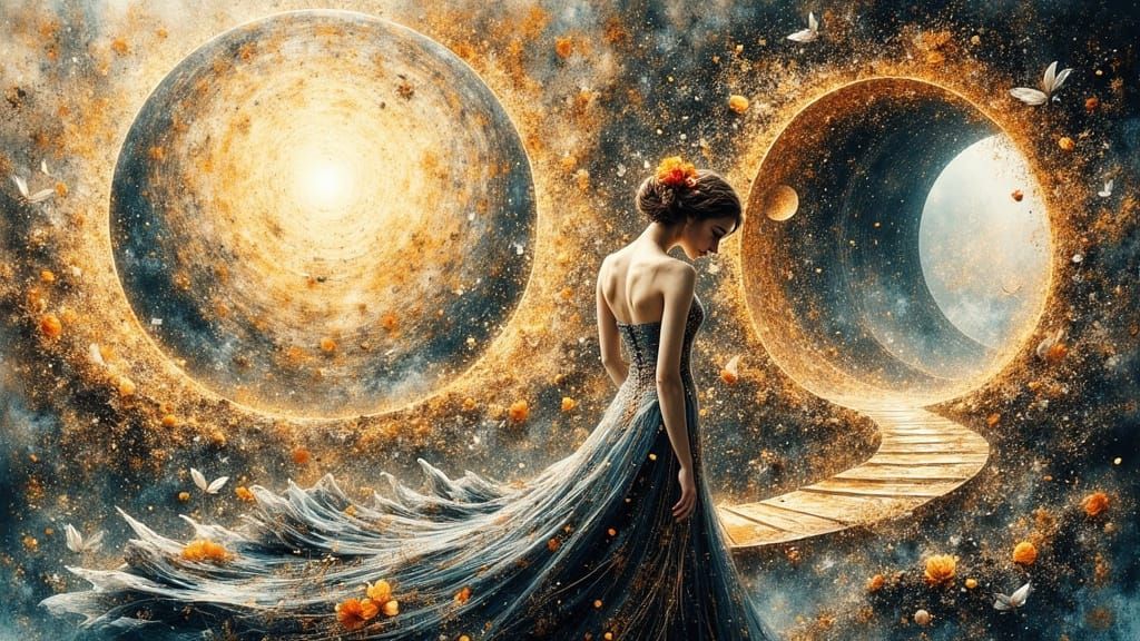 Elegant Woman in a Japanese Art Style Photo Illustration