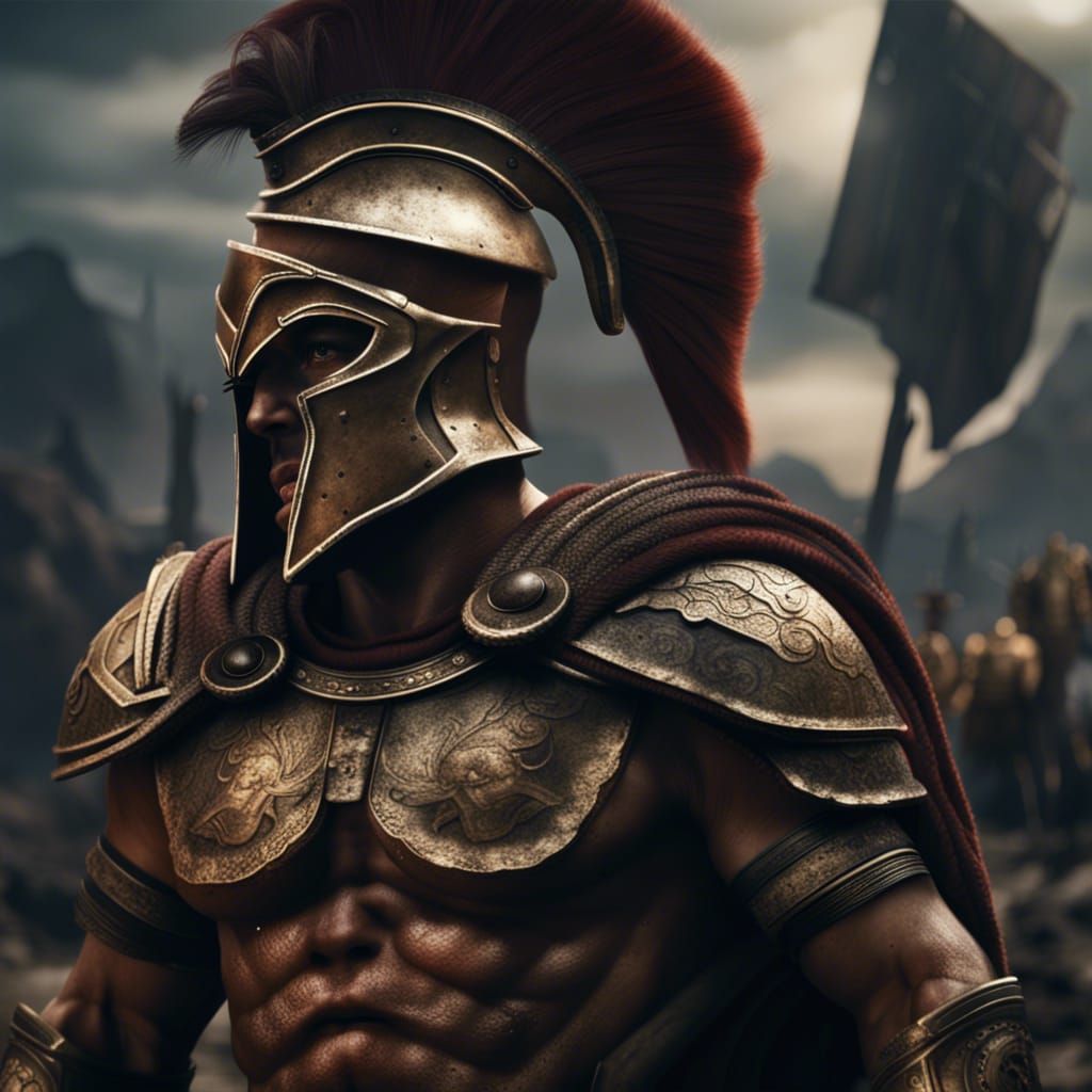 Epic Spartan Warrior in Digital Matte Painting