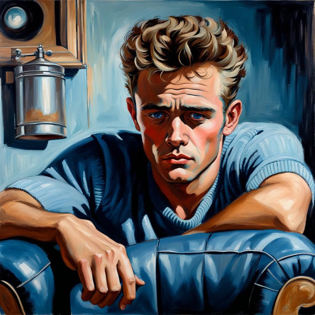 James Dean Style Portrait in Oil Painting