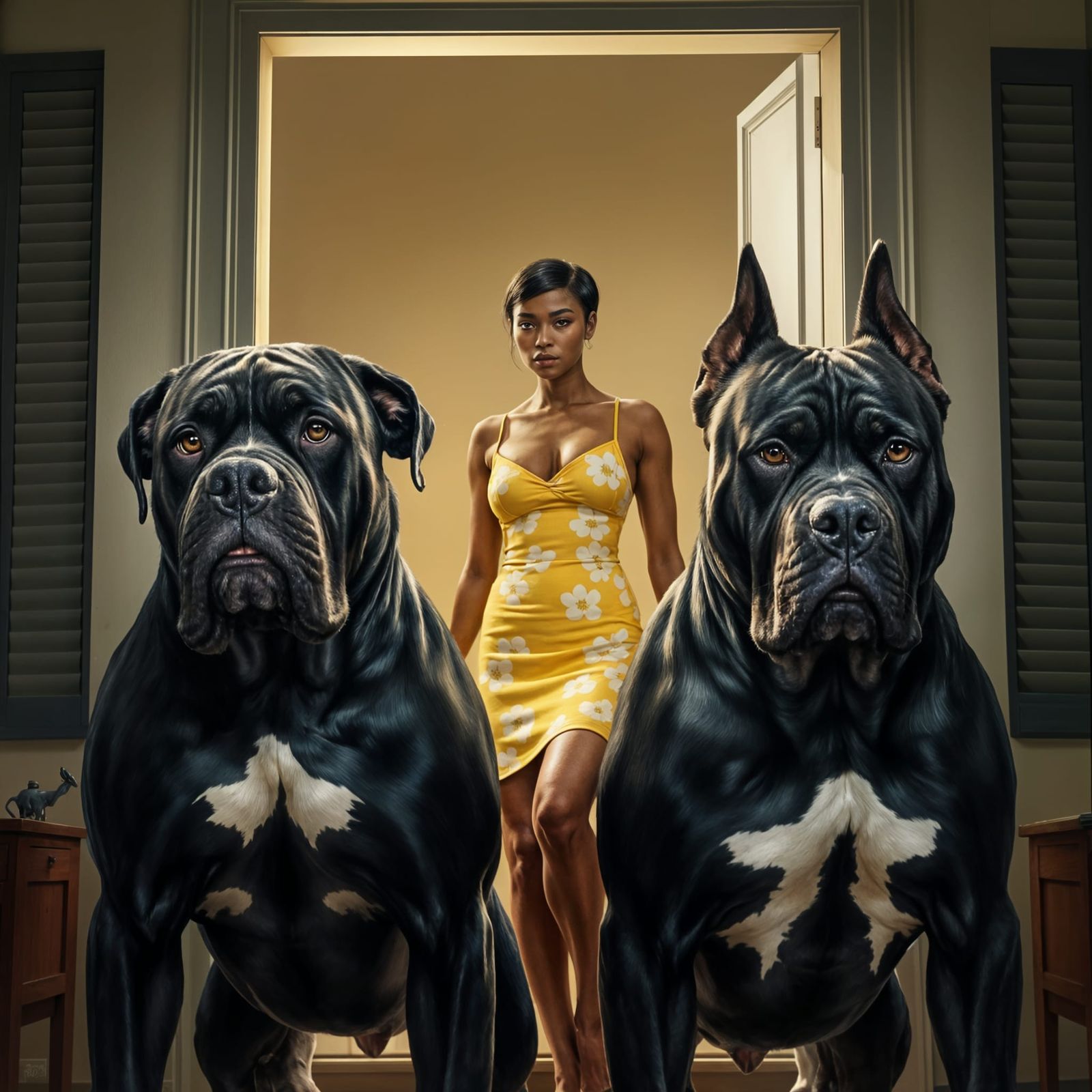 Protective Dogs Guarding a Woman