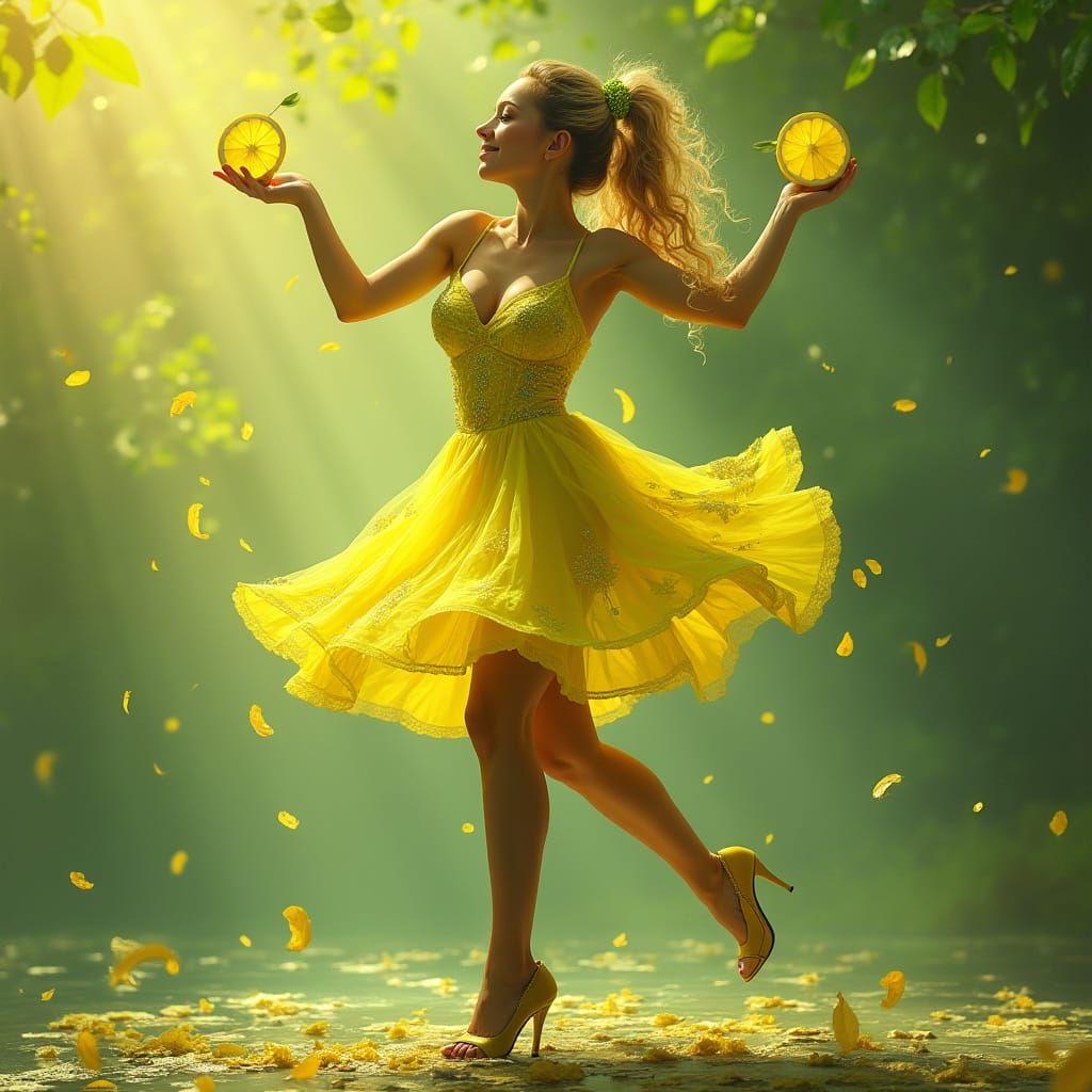 Vibrant Citrus Dancer in Motion
