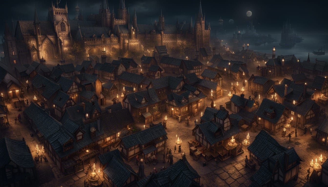 medieval city by night