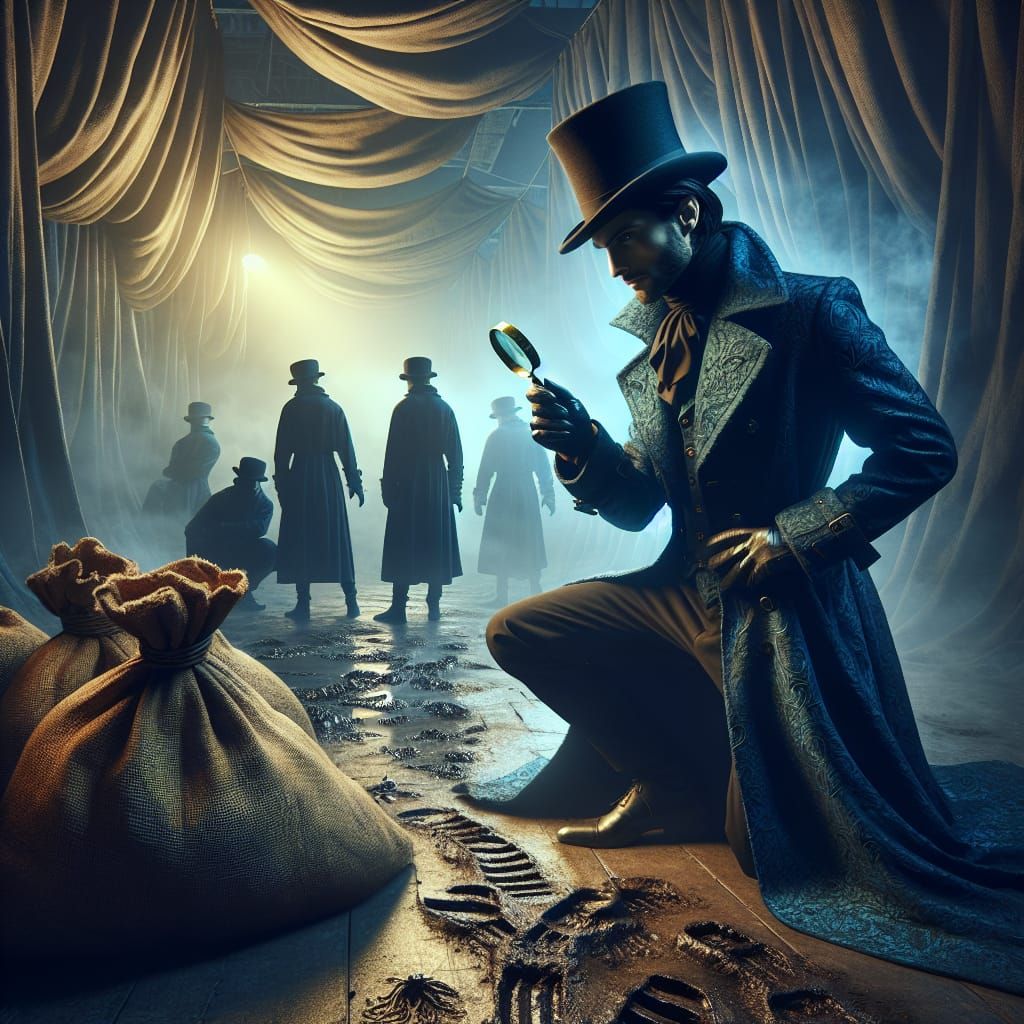 Dark Fantasy Investigator in Foggy Hall