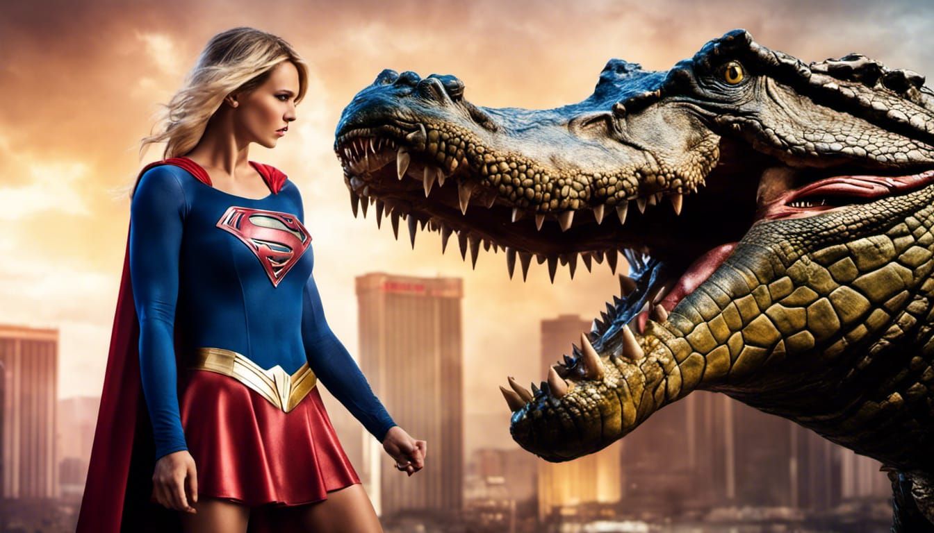 Supergirl vs Crocodile Battle in Las Vegas