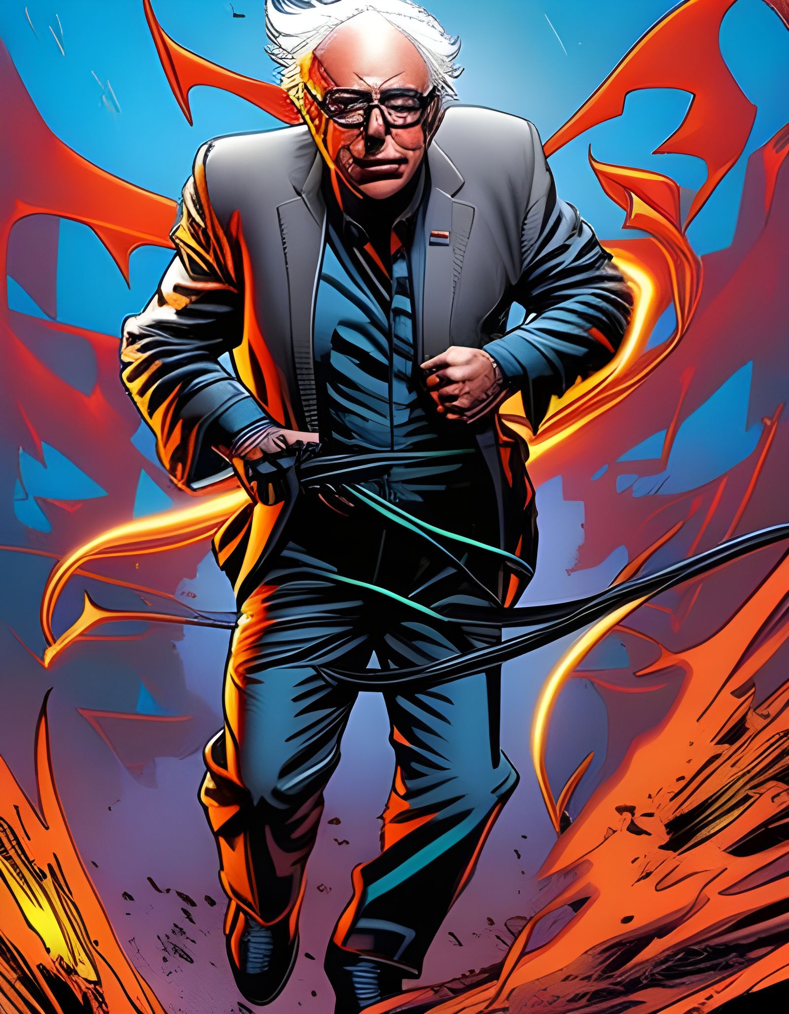 Superhero Bernie Sanders Comic Book Art