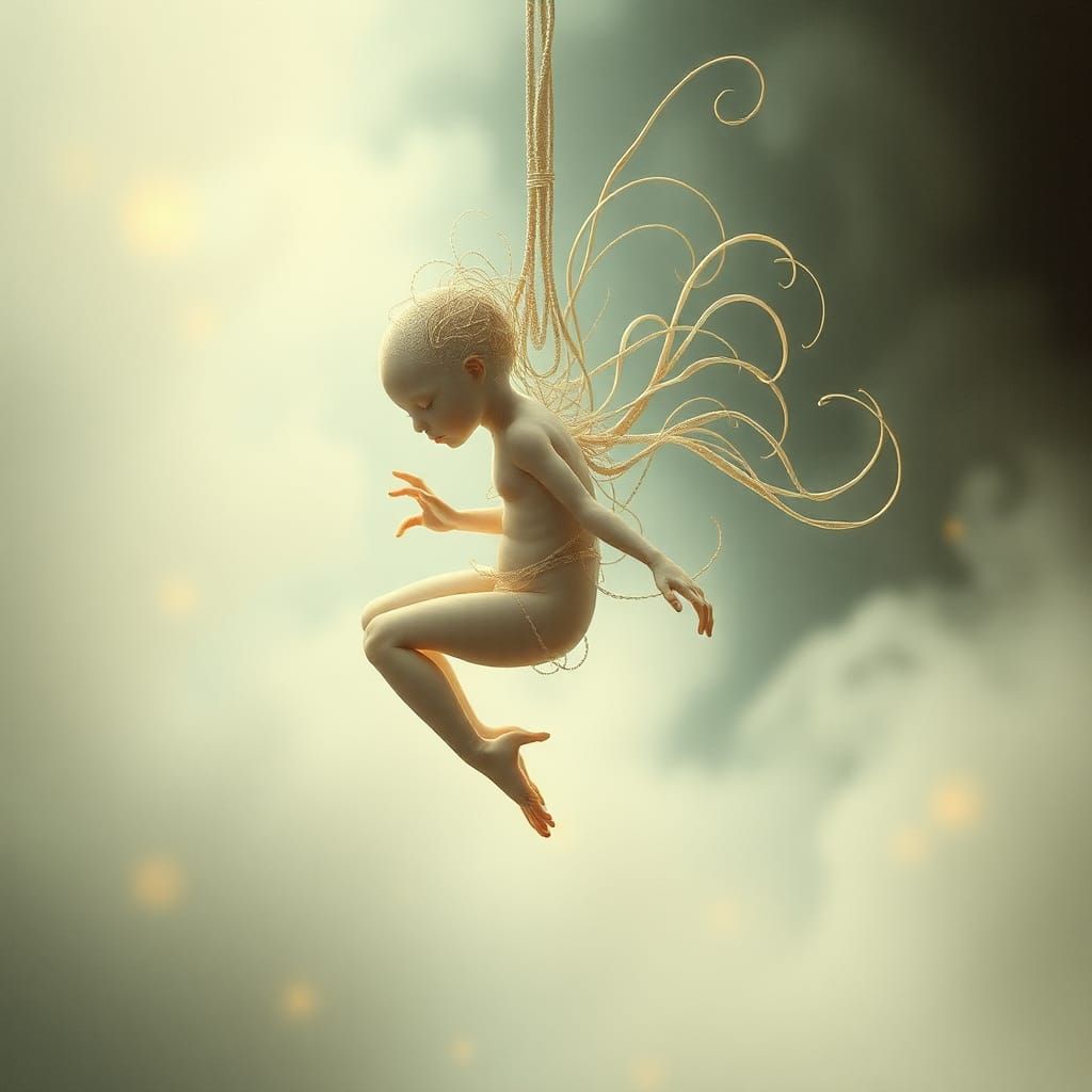 Ethereal Being in Dreamlike State as Surreal Art