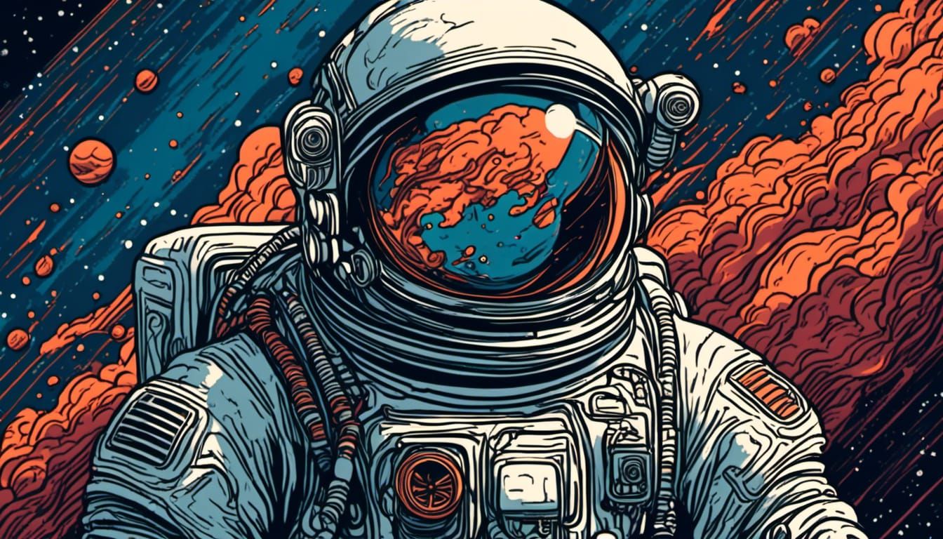 Astronaut in Space: Detailed Matte Painting