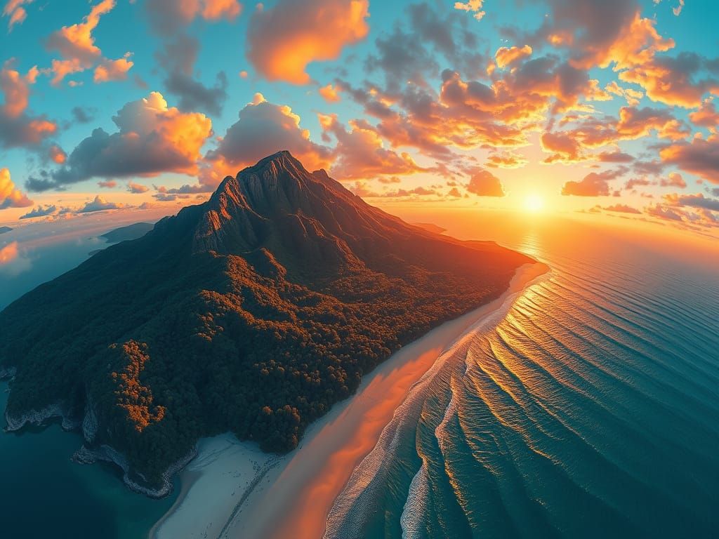 Vibrant Fantasy Landscape at Sunset