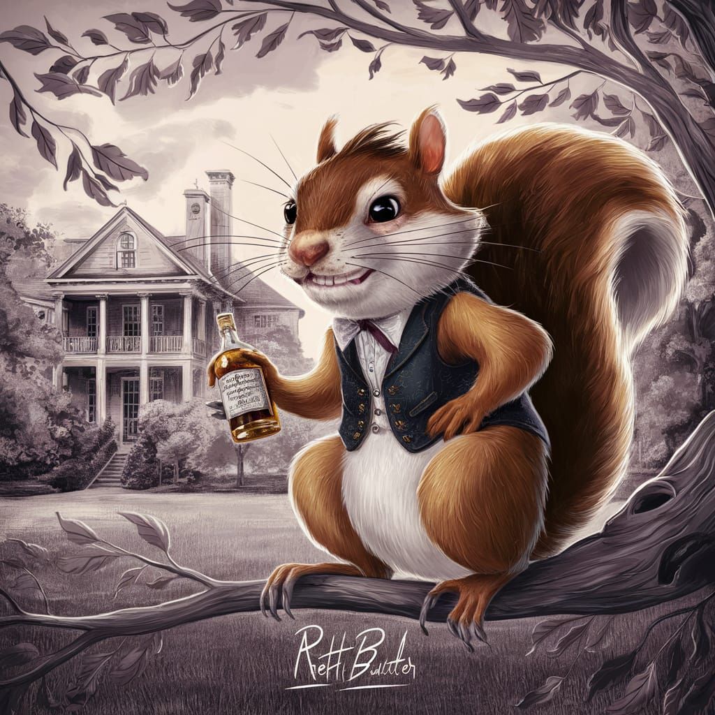 Rhett Butler Squirrel in Southern Nostalgia